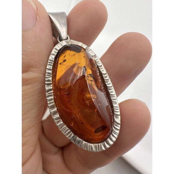 Sterling Silver Vintage Baltic Amber Pendant Cognac 10.07g